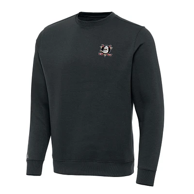 Men's Antigua Charcoal Anaheim Ducks Victory Crewneck Pullover Sweatshirt