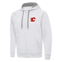 Men's Antigua White Calgary Flames Big & Tall Victory Full-Zip Hoodie