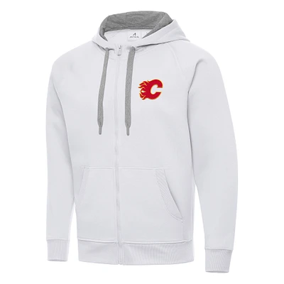 Men's Antigua White Calgary Flames Big & Tall Victory Full-Zip Hoodie
