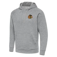 Men's Antigua Heather Gray Chicago Blackhawks Big & Tall Victory Pullover Hoodie