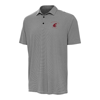 Men's Antigua Black/White Washington State Cougars Twine Polo