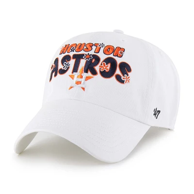 Women's '47 White Houston Astros Flower Power Clean Up Adjustable Hat