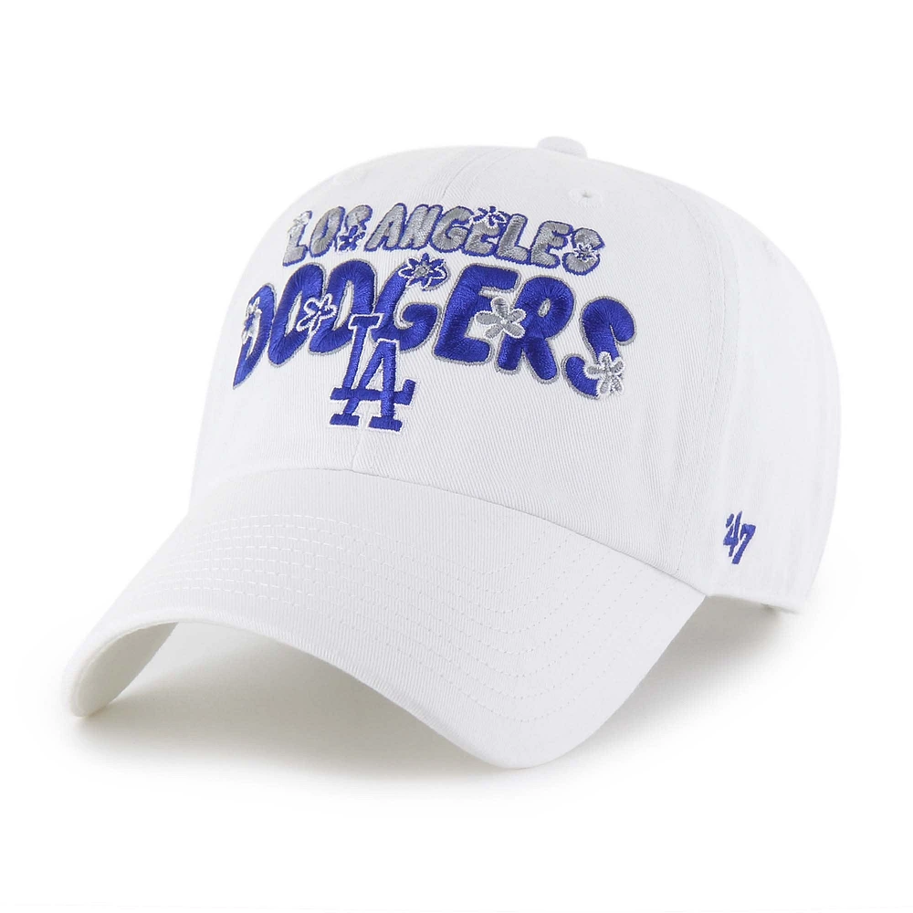 Women's '47 White Los Angeles Dodgers Flower Power Clean Up Adjustable Hat