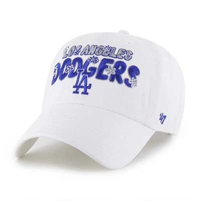 Women's '47 White Los Angeles Dodgers Flower Power Clean Up Adjustable Hat