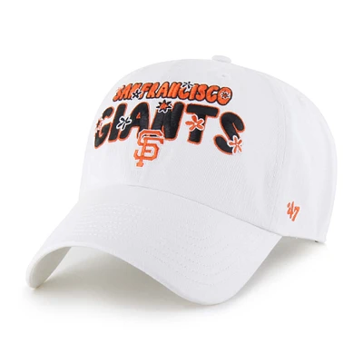 Women's '47 White San Francisco Giants Flower Power Clean Up Adjustable Hat