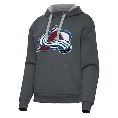 Women's Antigua Charcoal Colorado Avalanche Victory Pullover Hoodie
