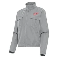 Women's Antigua  Gray Detroit Red Wings Even Par Full-Zip Jacket