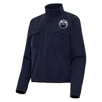 Women's Antigua  Navy Edmonton Oilers Even Par Full-Zip Jacket