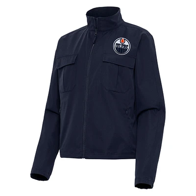 Women's Antigua  Navy Edmonton Oilers Even Par Full-Zip Jacket