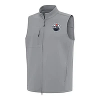Men's Antigua Gray Edmonton Oilers Demand Full-Zip Vest