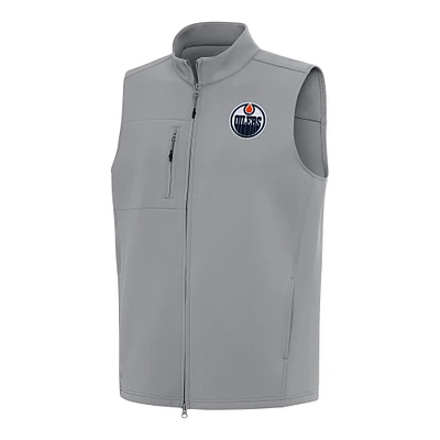 Men's Antigua Gray Edmonton Oilers Demand Full-Zip Vest