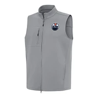 Men's Antigua Gray Edmonton Oilers Demand Full-Zip Vest