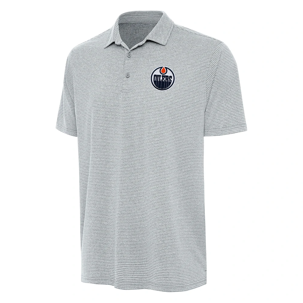 Men's Antigua Heather Gray Edmonton Oilers Scheme Polo