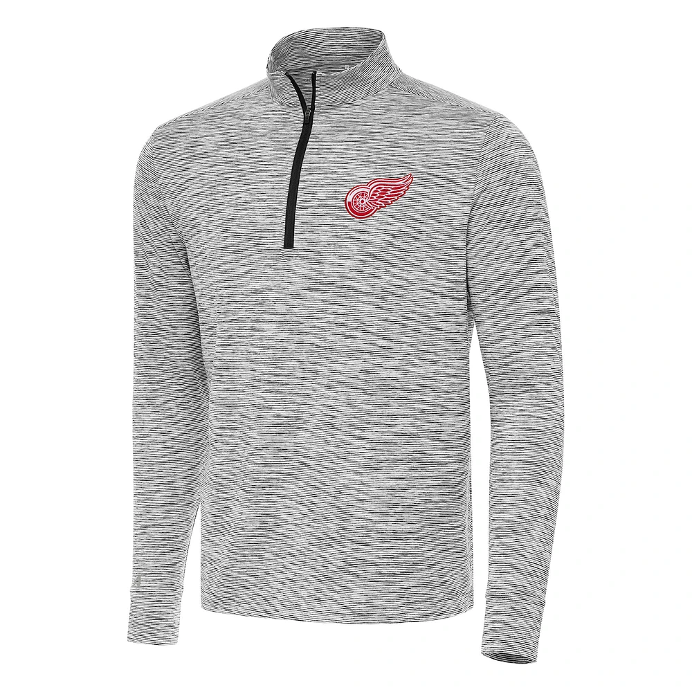 Men's Antigua Black Detroit Red Wings Cause Quarter-Zip Top