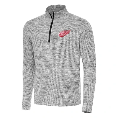 Men's Antigua Black Detroit Red Wings Cause Quarter-Zip Top