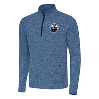 Men's Antigua Heather Navy Edmonton Oilers Cause Quarter-Zip Top