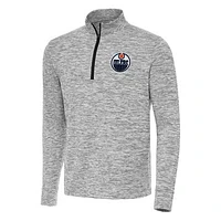 Men's Antigua Black Edmonton Oilers Cause Quarter-Zip Top