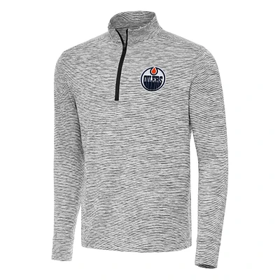 Men's Antigua Black Edmonton Oilers Cause Quarter-Zip Top