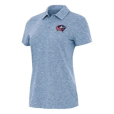 Women's Antigua Heather Blue Columbus Jackets Matter Polo