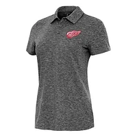 Women's Antigua Heather Black Detroit Red Wings Matter Polo