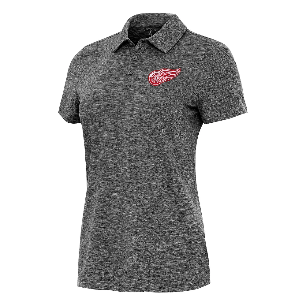 Women's Antigua Heather Black Detroit Red Wings Matter Polo