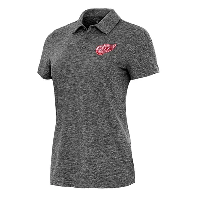 Women's Antigua Heather Black Detroit Red Wings Matter Polo