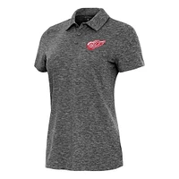 Women's Antigua Heather Black Detroit Red Wings Matter Polo