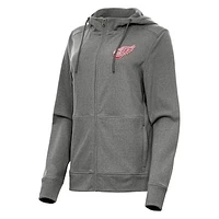 Women's Antigua Heather Detroit Red Wings Seeker Full-Zip Hoodie