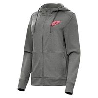 Women's Antigua Heather Detroit Red Wings Seeker Full-Zip Hoodie