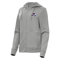 Women's Antigua Heather Gray Colorado Avalanche Seeker Full-Zip Hoodie