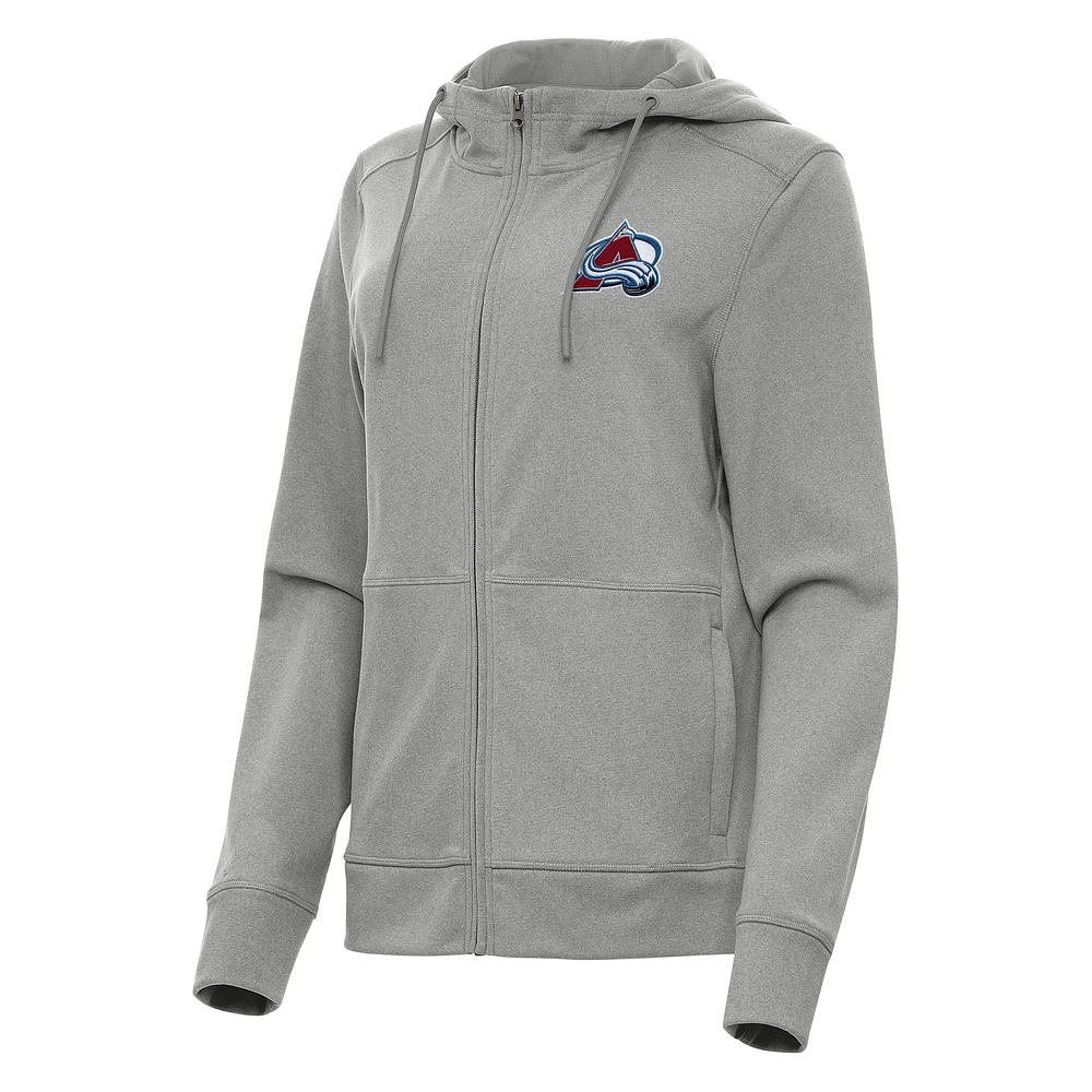 Women's Antigua Heather Gray Colorado Avalanche Seeker Full-Zip Hoodie