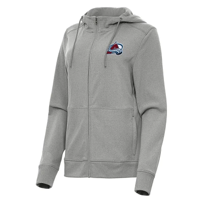 Women's Antigua Heather Gray Colorado Avalanche Seeker Full-Zip Hoodie