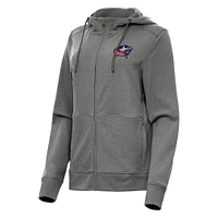 Women's Antigua Heather Columbus Blue Jackets Seeker Full-Zip Hoodie
