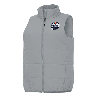 Women's Antigua Gray Edmonton Oilers Experience Full-Zip Vest