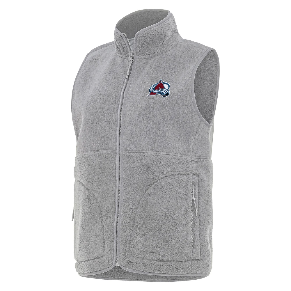 Women's Antigua Gray Colorado Avalanche Nostalgic Full-Zip Vest