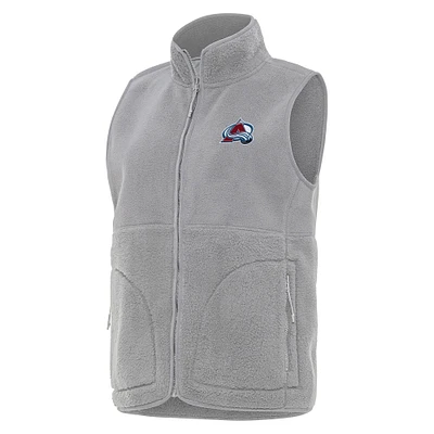 Women's Antigua  Gray Colorado Avalanche Nostalgic Full-Zip Vest