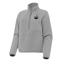 Women's Antigua Edmonton Oilers Figure Half-Zip Pullover Sweatshirt