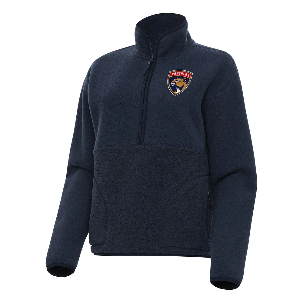 Women's Antigua Navy Florida Panthers Figure Half-Zip Pullover Sweatshirt