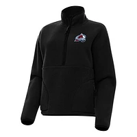 Women's Antigua Black Colorado Avalanche Figure Half-Zip Pullover Sweatshirt