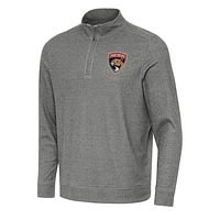 Men's Antigua Heather Florida Panthers Subtle Quarter-Zip Sweatshirt