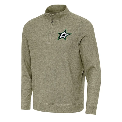 Men's Antigua Olive Dallas Stars Subtle Quarter-Zip Sweatshirt