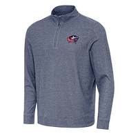 Men's Antigua Heather Navy Columbus Blue Jackets Subtle Quarter-Zip Sweatshirt