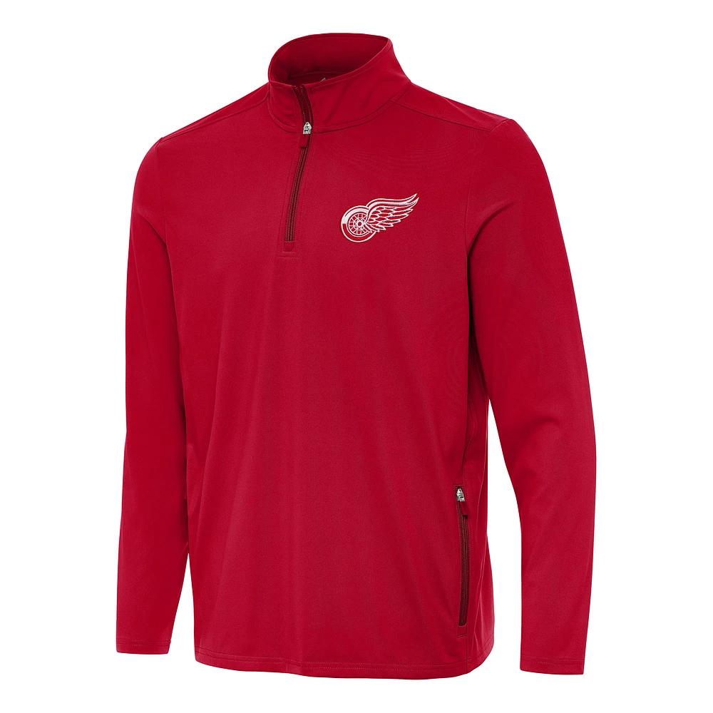 Men's Antigua Red Detroit Wings Perilous Quarter-Zip Sweatshirt