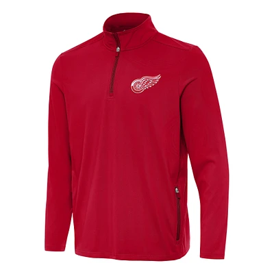 Men's Antigua  Red Detroit Wings Perilous Quarter-Zip Sweatshirt