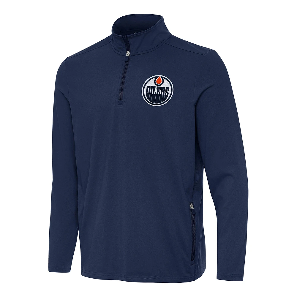 Men's Antigua Navy Edmonton Oilers Perilous Quarter-Zip Sweatshirt