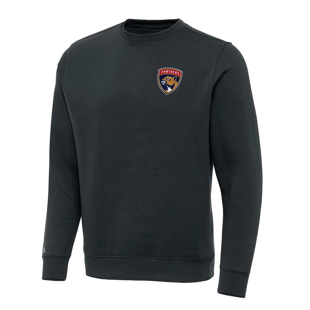 Men's Antigua Charcoal Florida Panthers Victory Crewneck Pullover Sweatshirt