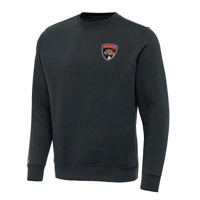 Men's Antigua Charcoal Florida Panthers Victory Crewneck Pullover Sweatshirt