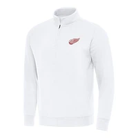 Men's Antigua  White Detroit Red Wings Victory Quarter-Zip Mock Sweatshirt