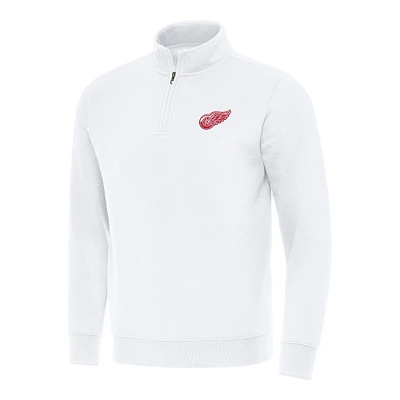 Men's Antigua  White Detroit Red Wings Victory Quarter-Zip Mock Sweatshirt