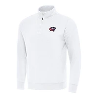 Men's Antigua  White Columbus Blue Jackets Victory Quarter-Zip Mock Sweatshirt